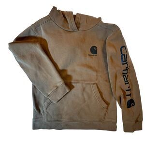 Carhartt Boys Medium 12 Hoodie Kids Youth Brown Sleeve Logo Outdoors Hunting